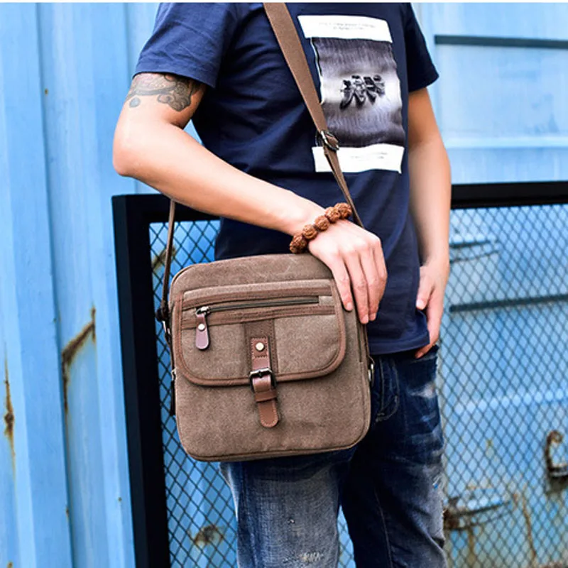 

New style casual canvas bag high quality shoulder bag fashion brand designer diagonal bag small square flap bag for phone Retro