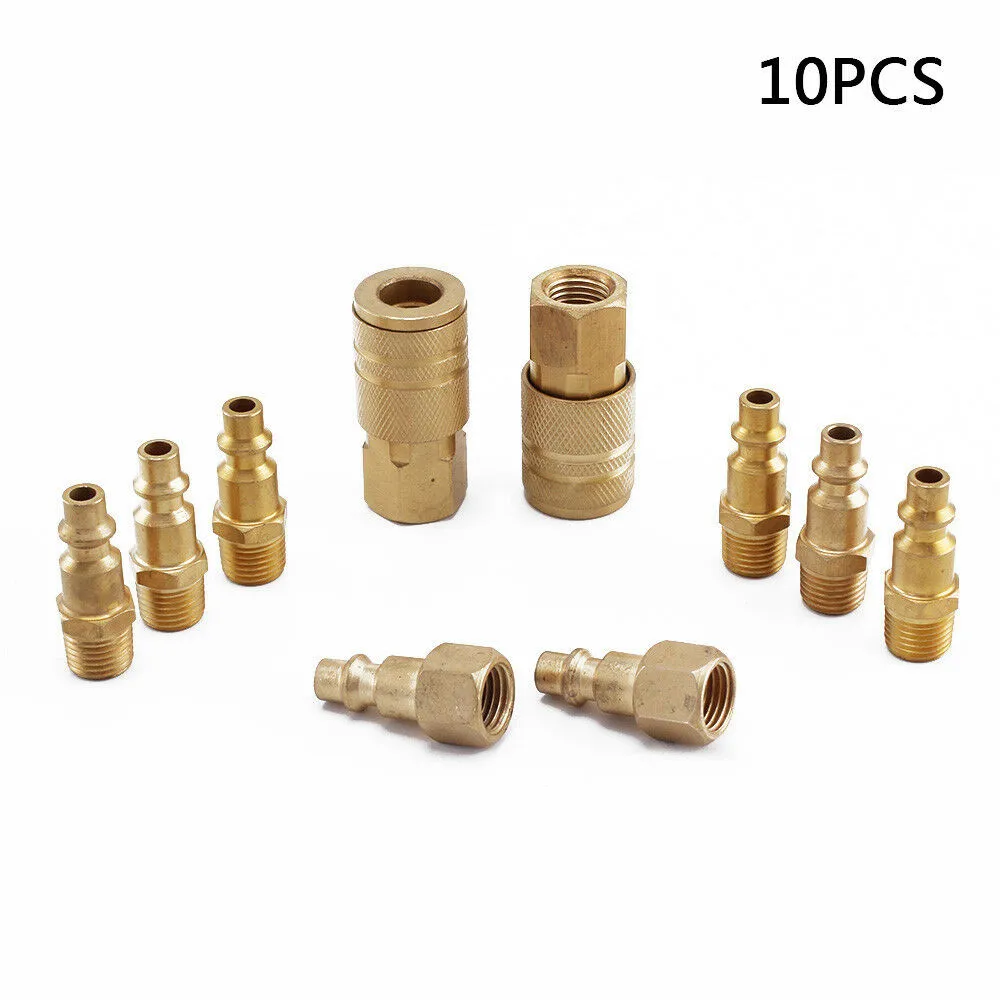 

Quick Coupler Set Kit 1/4\" NPT 10PCS Adapter Air Brass Compressor Connector Coupling