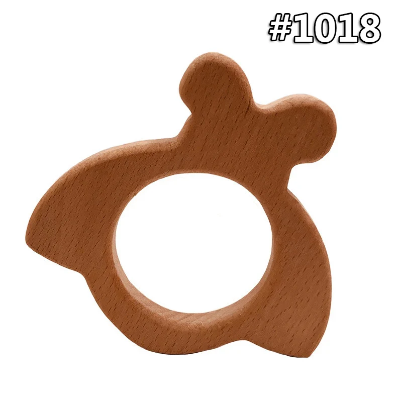 wood teether 1018 Мультфильм Дерево Прорезыватель чистый натуральный животные в форме детские зубные кольца для детей бук Прорезыватель девочка DIY кулон игрушки для новорожденных подарок - Цвет: wood teether 1018