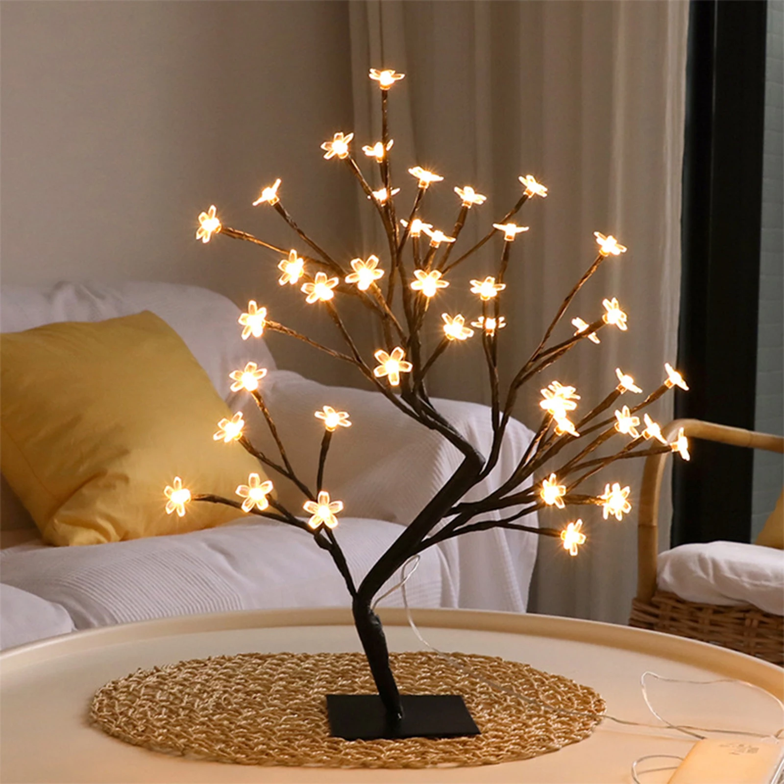 

Sakura Cherry Blossom Tree Light LED Bonsai Night Lamp Desk Table Lamp USB Flower Lights kawaii room decor For Home Living Room