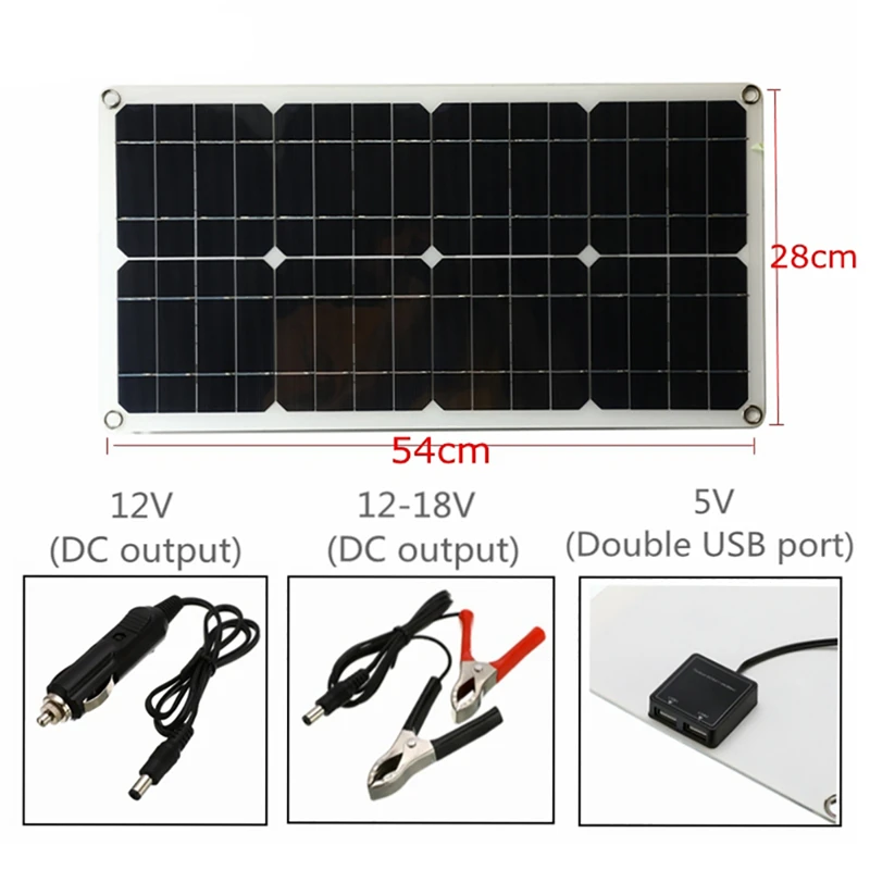 100W Панели солнечные 20A контроллер 12V Dual USB Автомобильное зарядное устройство