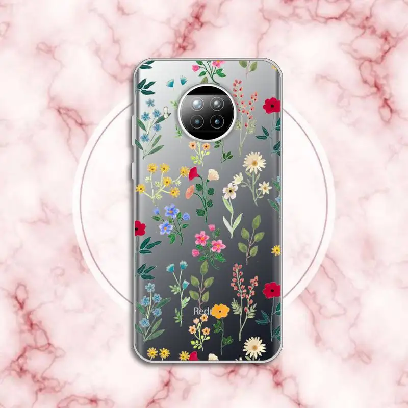 

Flowers art design pattern Phone Case Transparent for Xiaomi Redmi note 10 t 8 9 pro lite 11