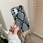 Роскошный кожаный чехол для телефона с ремешком через плечо из крокодиловой змеиной кожи для iphone 11 12 13 Pro Max Mini 7 8 Plus XR X XS Max