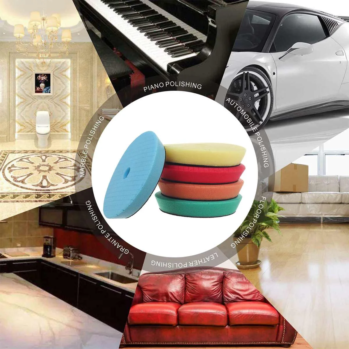 

6 Inch Car Waxing Polishing Pads Sponge Foam Pads Buffing Wheel for Car Beauty Car Accessories 1-5Pcs/Set Polishing Pad Car