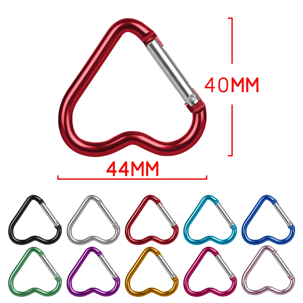 

3pcs Heart-shaped Aluminum Carabiner Key Chain Clip Outdoor Camping Keyring Hook Water Bottle Hanging Buckle Travel Kit Climbing