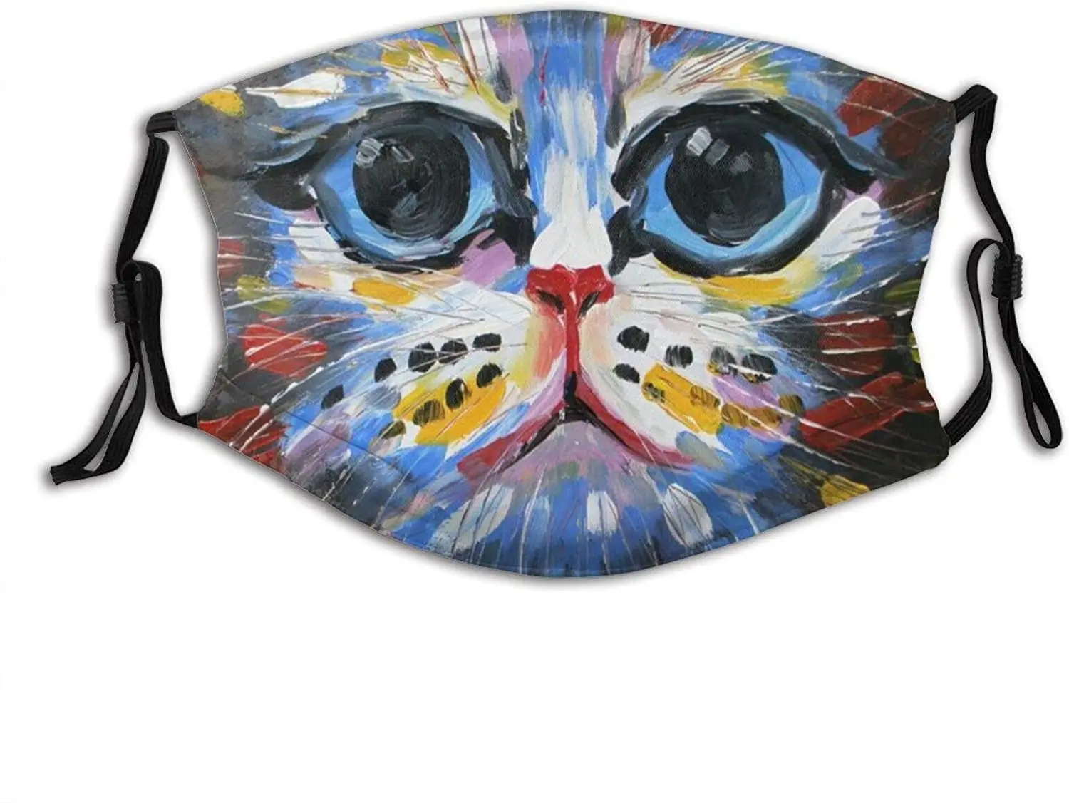 

Cute Colorful Art Cat Face Mask Reusable Adjustable Balaclava Bandana Cloth With 2 Filters For Men And Women