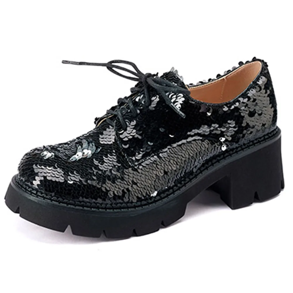 

Sequined Deasign Women Pumps Shoes cross-tied Silver Bling Chunky Heel Classic Comfort Female Woman Hot Sale 2021 Summer Autumn