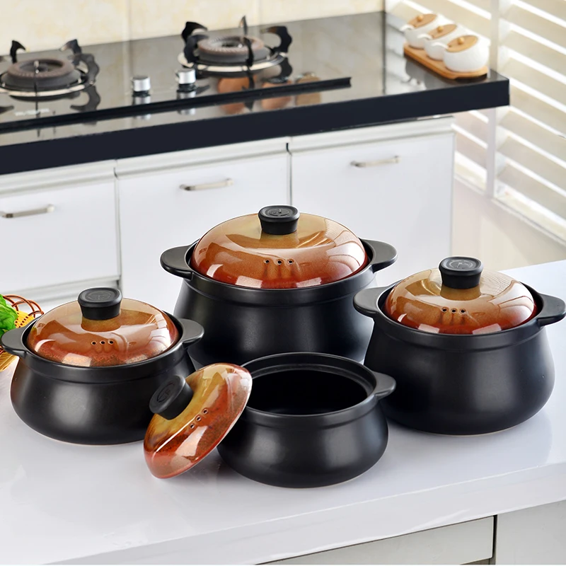 

Жаропрочная керамическая кастрюля для супа, Бытовая газовая плита, кухонные кастрюли для приготовления пищи, открытый жаропрочный горшок