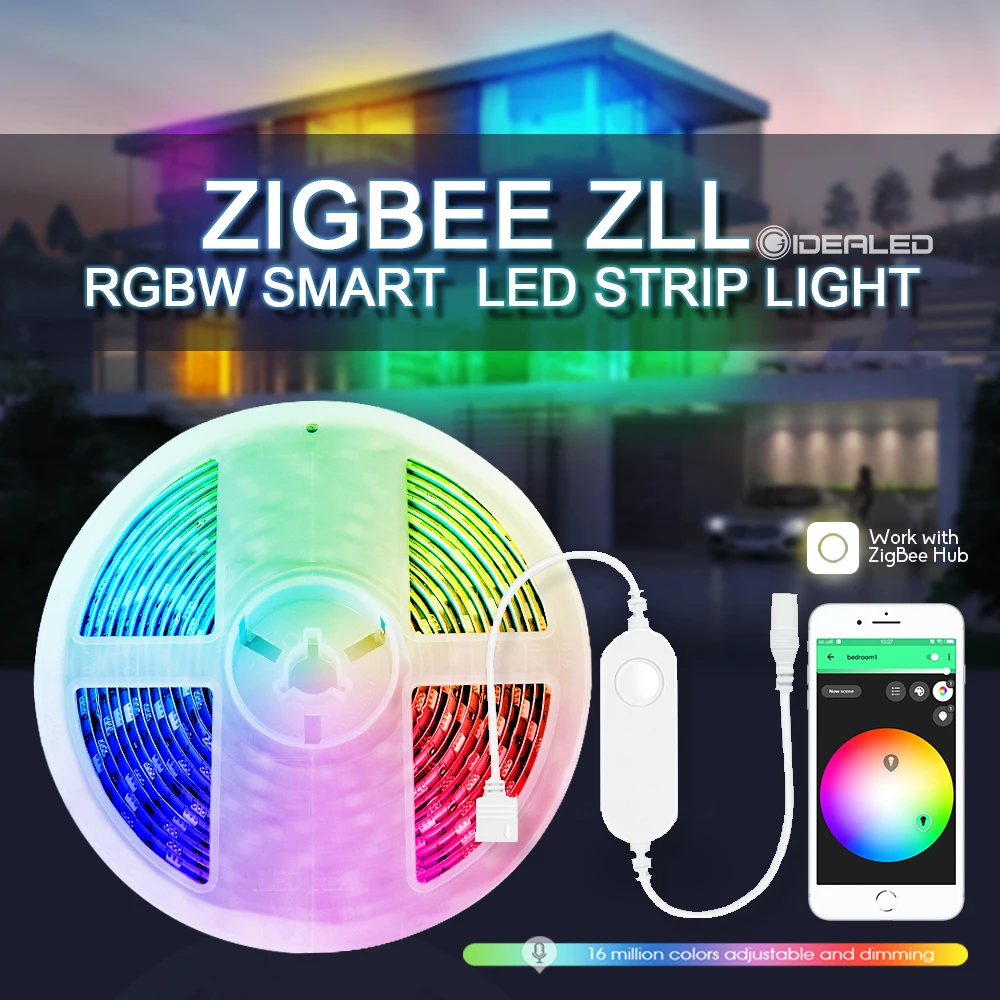 Smart Home Zigbee MINI Controller RGBW LED Strip Light Set 12V Work with Tuya APP,Smart*Things APP,Voice Control ,Alexa Echo