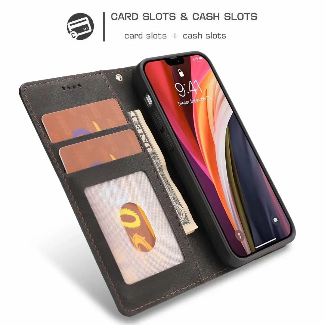 Откидной Чехол-бумажник для телефона iPhone 13 12 11 Pro Max Mini X XS XR 8 7 6 6S Plus SE 2020 кожаный