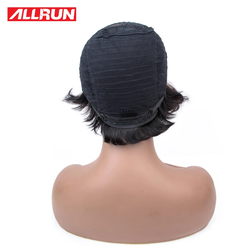 

Allrun Human Hair Wigs Short Bob Wigs For Women Human Hair Brazilian Straight Side Part Lace Wig Natural Color Non-remy