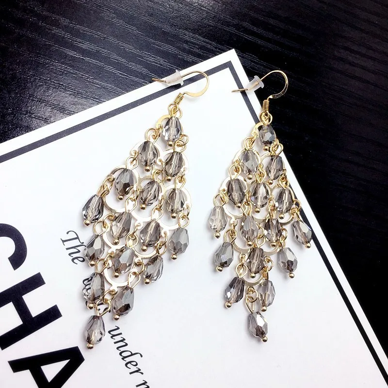 

Krasivaya Long Crystal Earrings For Women Fashion Jewelry Trendy Gift