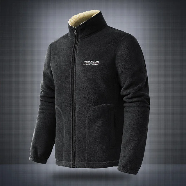 

Plush jacket thickened in autumn Men's and warm and large size middle-aged and elderly leisure stand collar solid