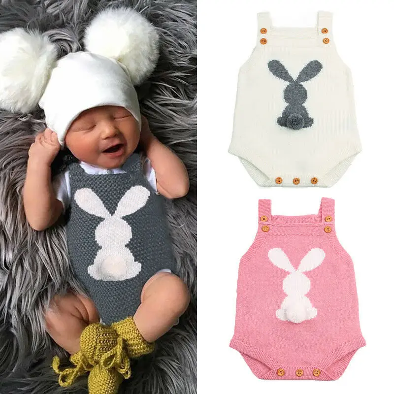 

Cute Newborn Baby Boy Girl Bunny Knitting Wool Jumpsuit Outfit Hot Sale