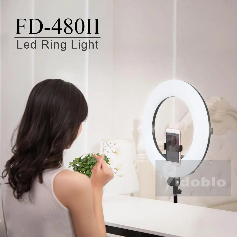 

Yidoblo FD-480II 18" LED Ring Light Kit 480 LED Warm & Cold color Adjustable Photographic Video Lighting+ stand (2M)+ Soft bag