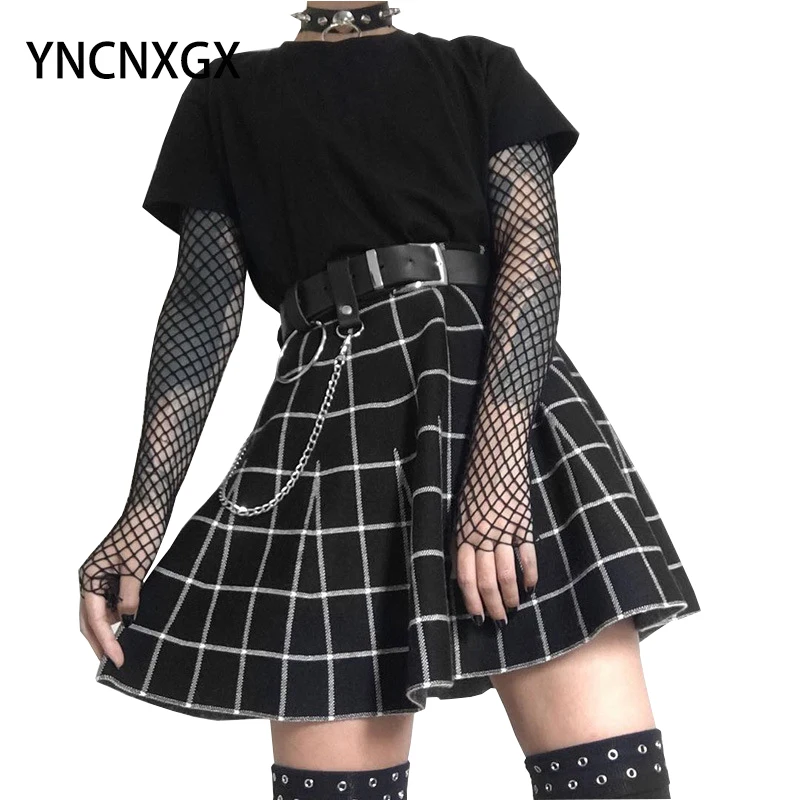 

Dark High Waist Stitching Large Lattice Women's Short Skirt Summer Fashion