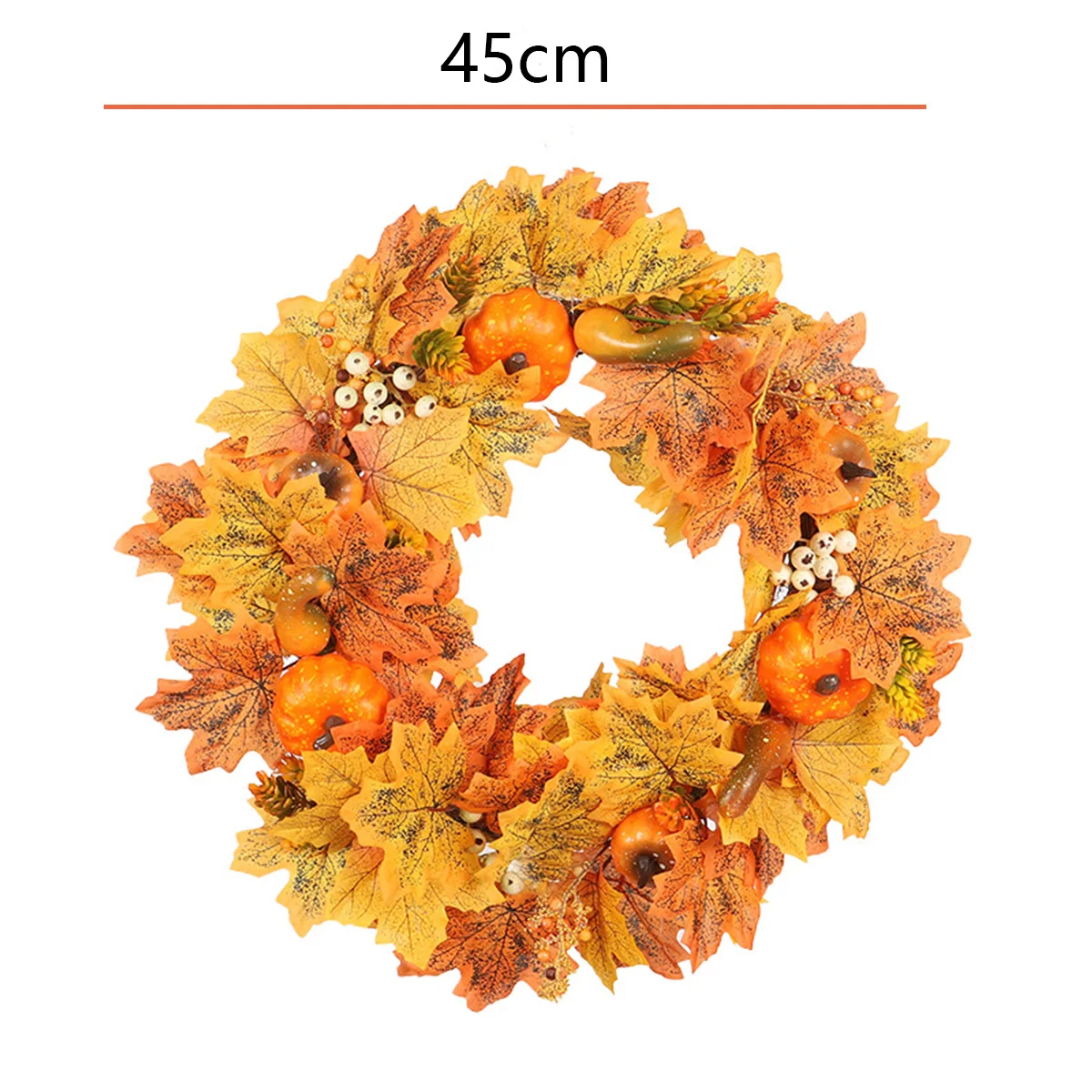 

1pc 45cm Pumpkin Ginkgo Wreath Autumn Maple Leaf Garland Festival Decor Wreath Fall Door Fall Theme Parties