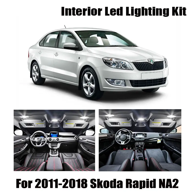 

11pcs White Canbus Car LED Interior Light Map Dome Bulbs Kit Fit For 2011-2018 Skoda Rapid NA2 Trunk Cargo License Plate Lamp