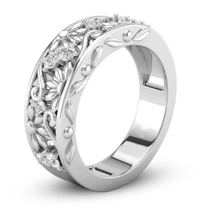 

Simple and exquisite embossed fashion zircon ring party jewelry female bride wedding engagement jewelry holiday gift wholesale