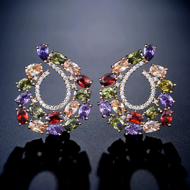 UILZ модные серьги-гвоздики белого цвета с большими каплями воды и фианитом для