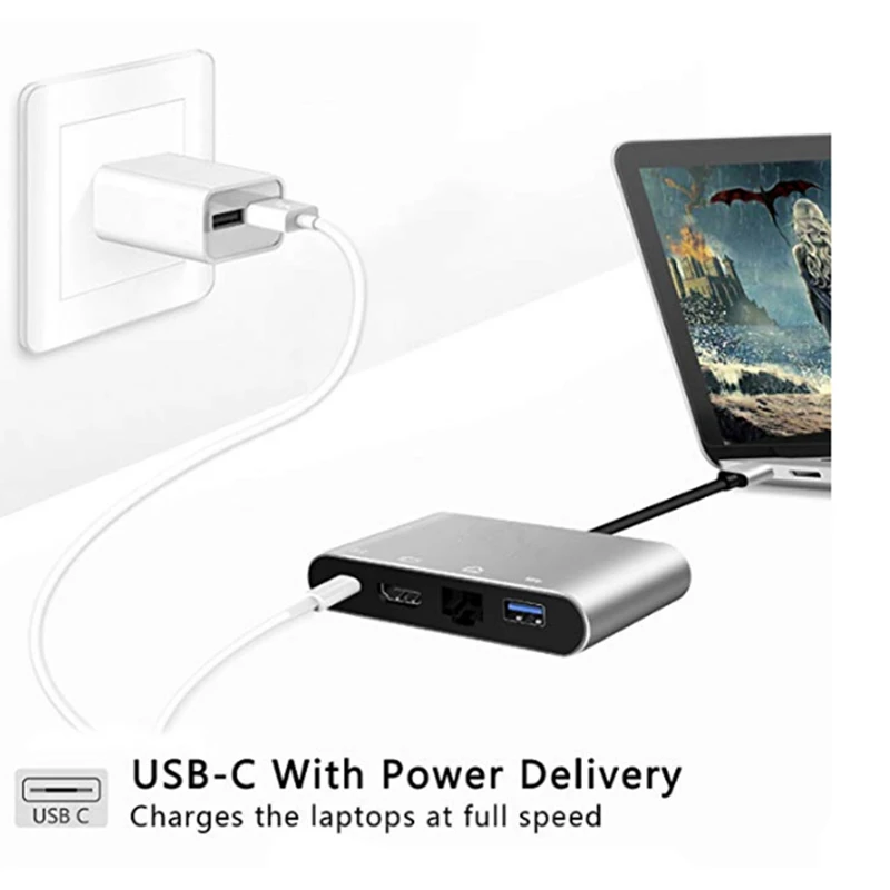 Адаптер TRUMSOON Type C к RJ45 Ethernet HDMI совместимый USB 3 0 HUB для Macbook Surface Samsung S21 Dex Xiaomi 10