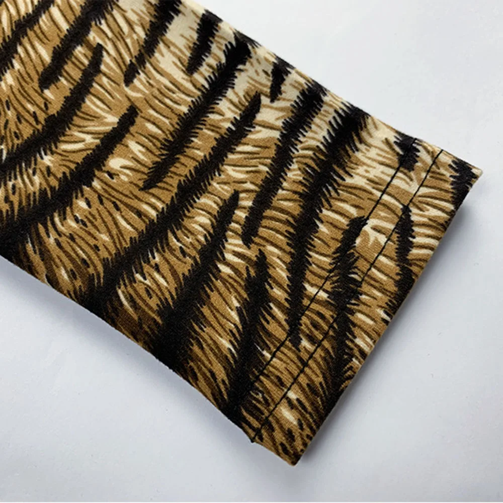 

Women's Dress Western Style Fashion Casual Oversize African Temperament Simple Thin Leopard Printing Long Sleeve Round Neck