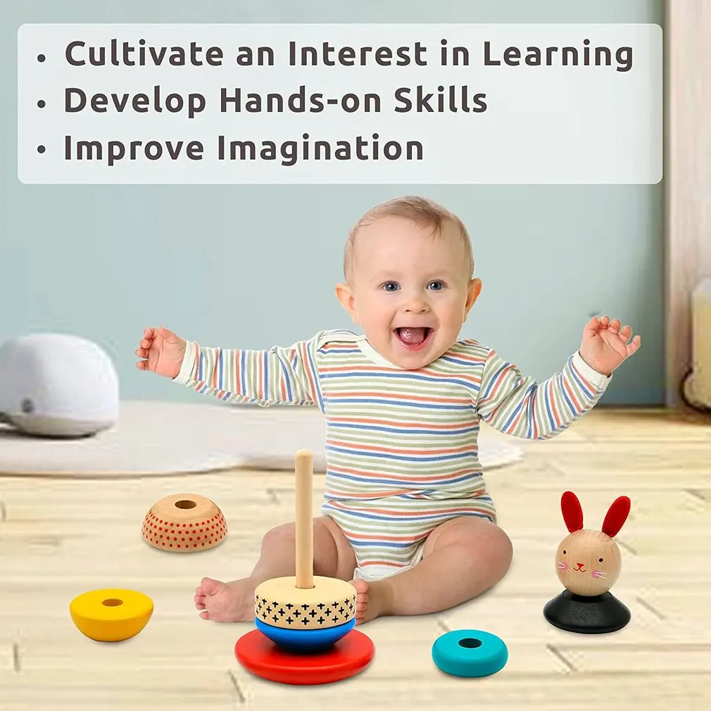 

Wooden Blocks Building Toys Rabbit Tumbler Rainbow Interactive Preschool Early Childhood Education Children's Educational Toys