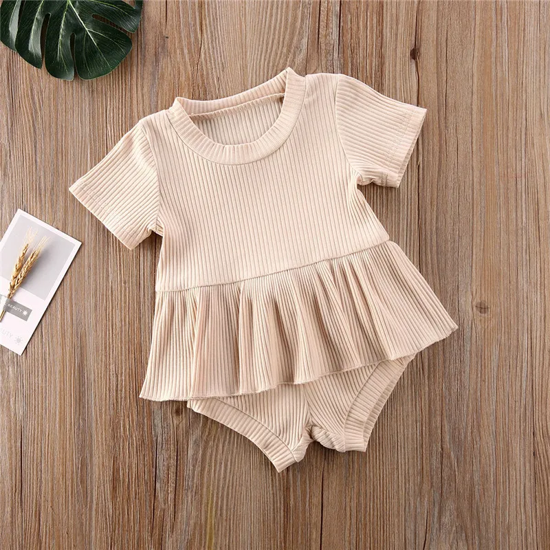 Комплект одежды для маленьких девочек и мальчиков однотонный летний топ шорты