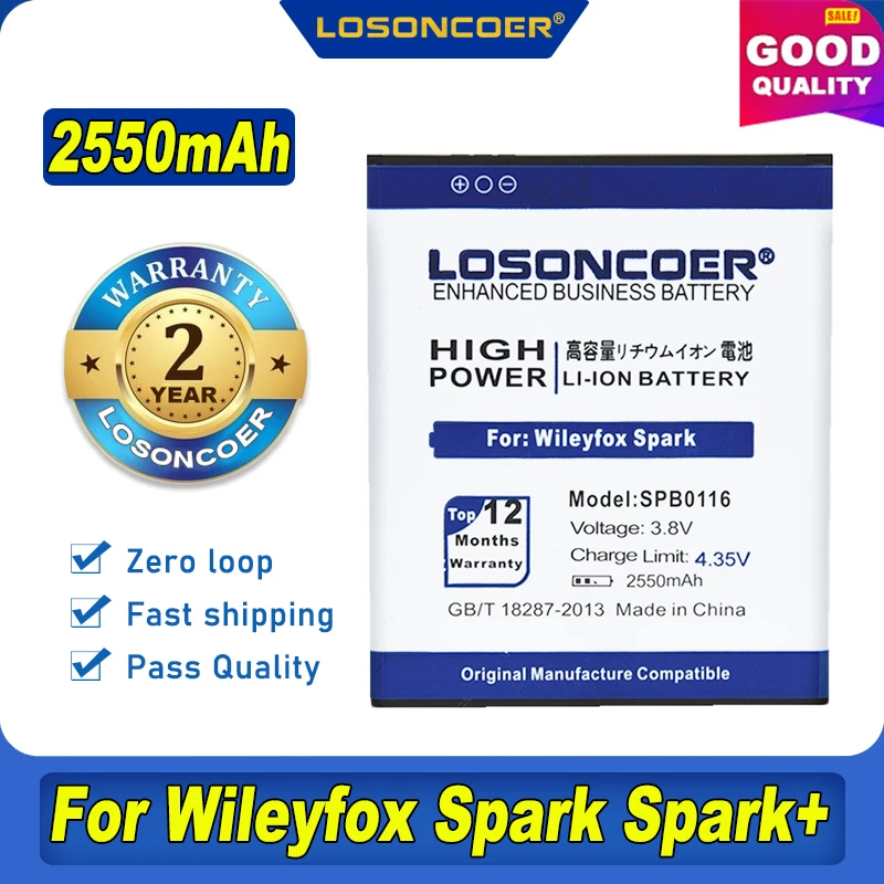 100% Оригинальный аккумулятор LOSONCOER SPB0116 2550 мА · ч для Wileyfox Spark / + | Мобильные