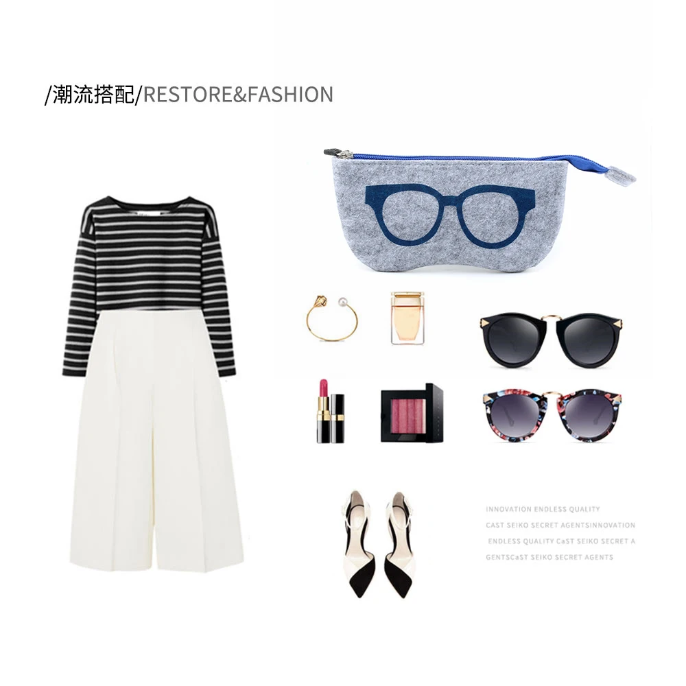 Футляр для очков унисекс на молнии модная фетровая сумка хранения кошелек