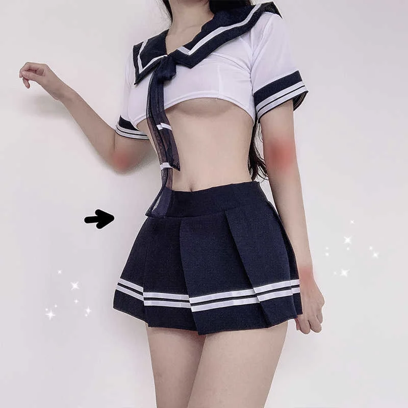 

Girl Student Dress Blue Opening Jk Sailor Uniform Lace Underwear Suit
