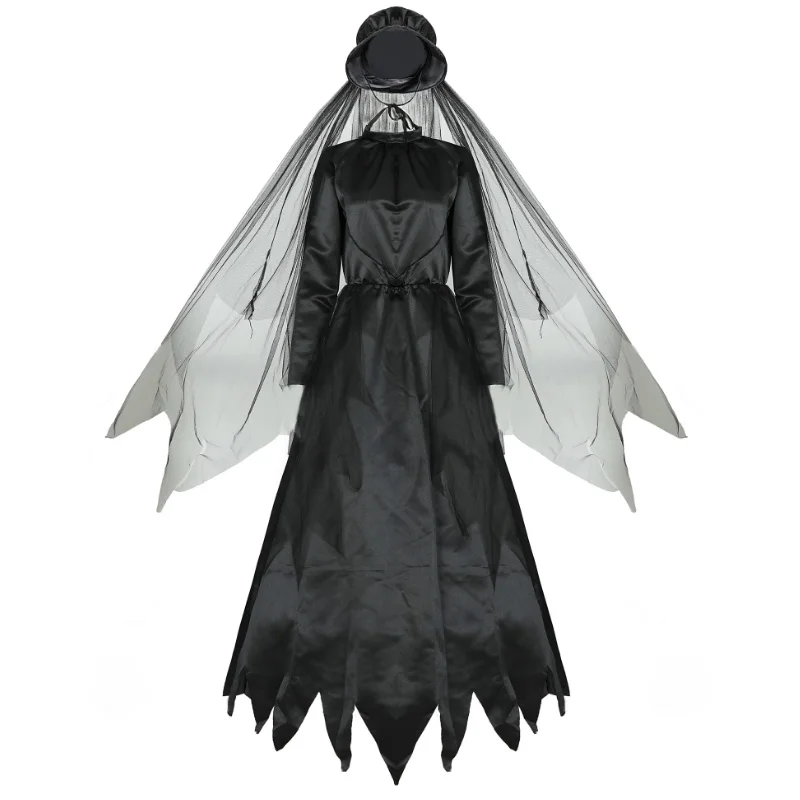 Женское платье вампира черное костюм для косплея страшная ведьма зомби призрак