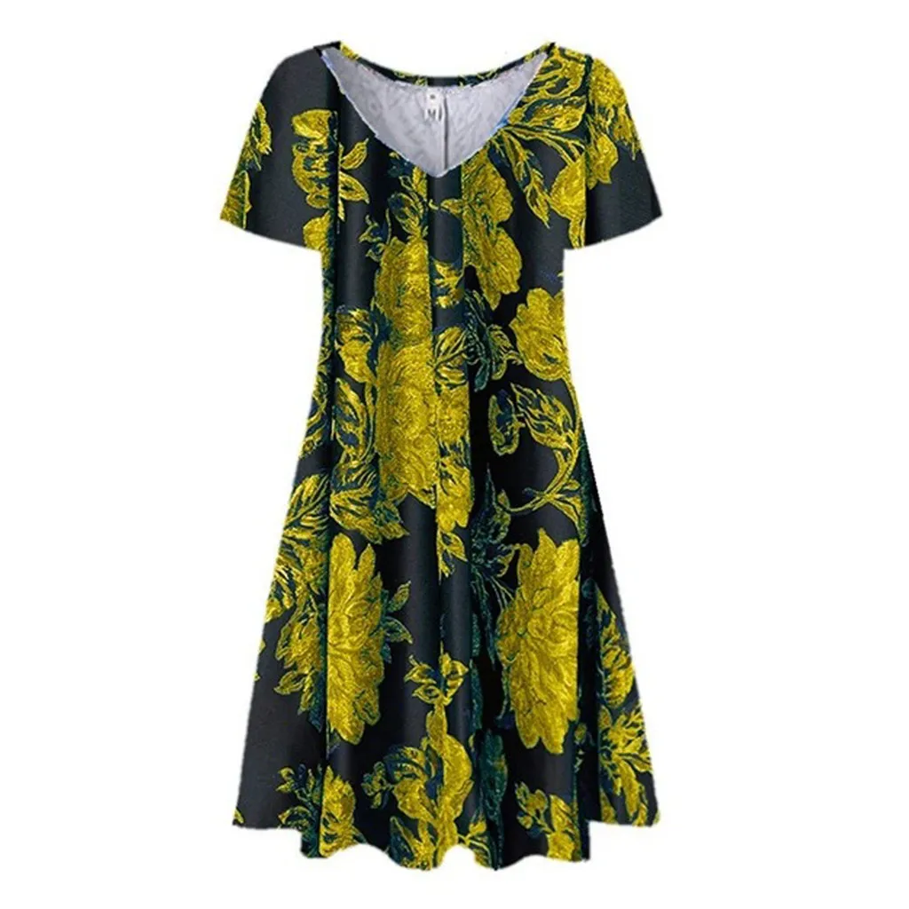 Платье женское повседневное свободного покроя размера плюс с принтом и