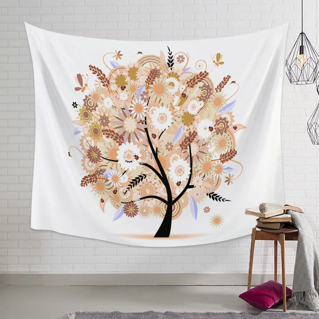 Милое Древо жизни бабочка Мандала гобелены с цветами настенное покрывало для