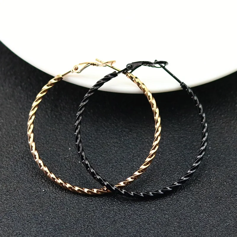 Современные 2020 Золотые Большие круглые тонкие женские серьги-кольца ювелирные