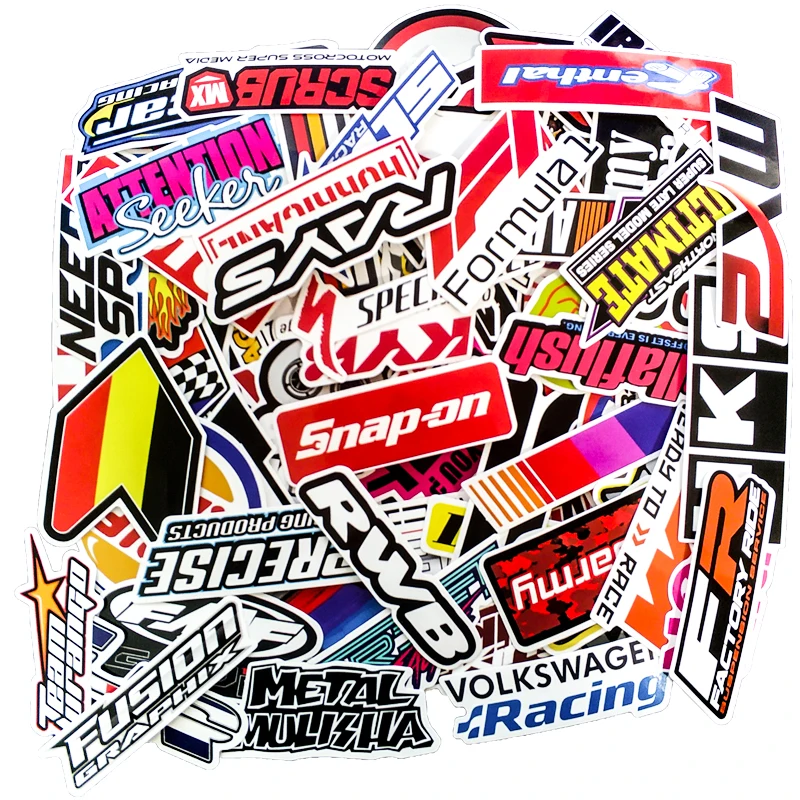 Pegatinas de carreras para coche, pegatina impermeable DIY para casco de carreras de Motocross, monopat&iacute;n, bicicleta, port&aacute;til, JDM de PVC, pegatina para maleta, HKS, 100 Uds.-2