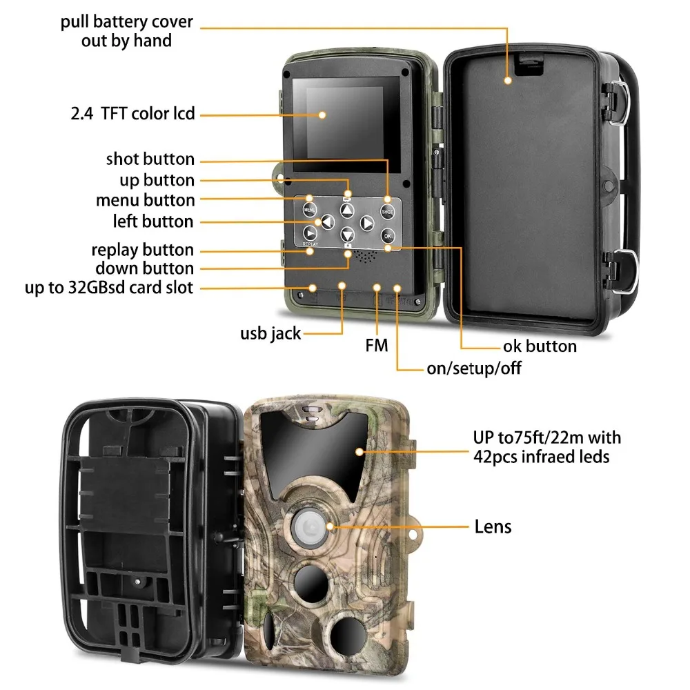Беспроводная охотничья камера Trail camera s HC801A 16MP 1080P фото ловушка ночного видения дикой природы камеры слежения
