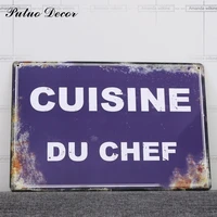 novelty sign francais cuisine du chef chefs kitchen metal tin sign for bar restaurant pub home kitchen wall sign