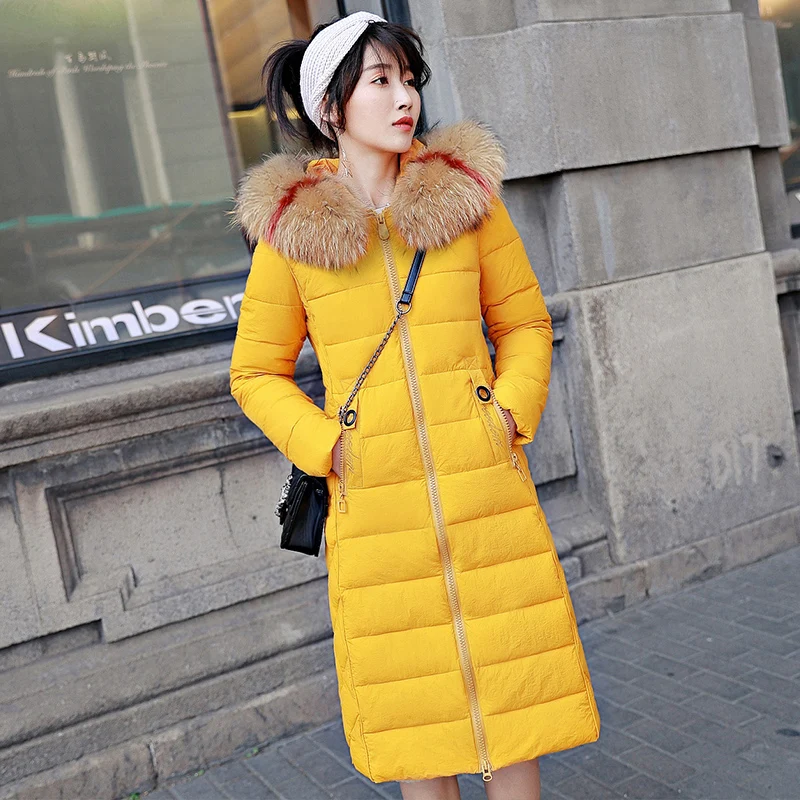 

Winter Parker cotton clothing 2020 new down cotton coat medium long fur collar over the knee warm Korean Cotton thick coat women