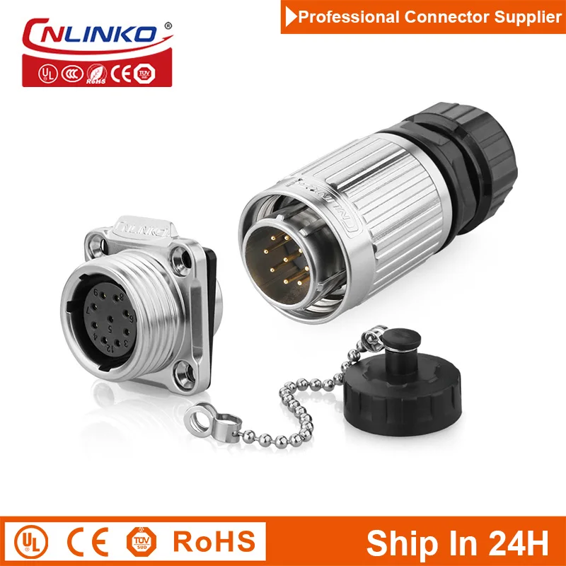 

Cnlinko YW20 9pin M20 Metal Waterproof Circular Cable Power Signal Connector Plug Socket for Industrial Control Warmhouse Lights