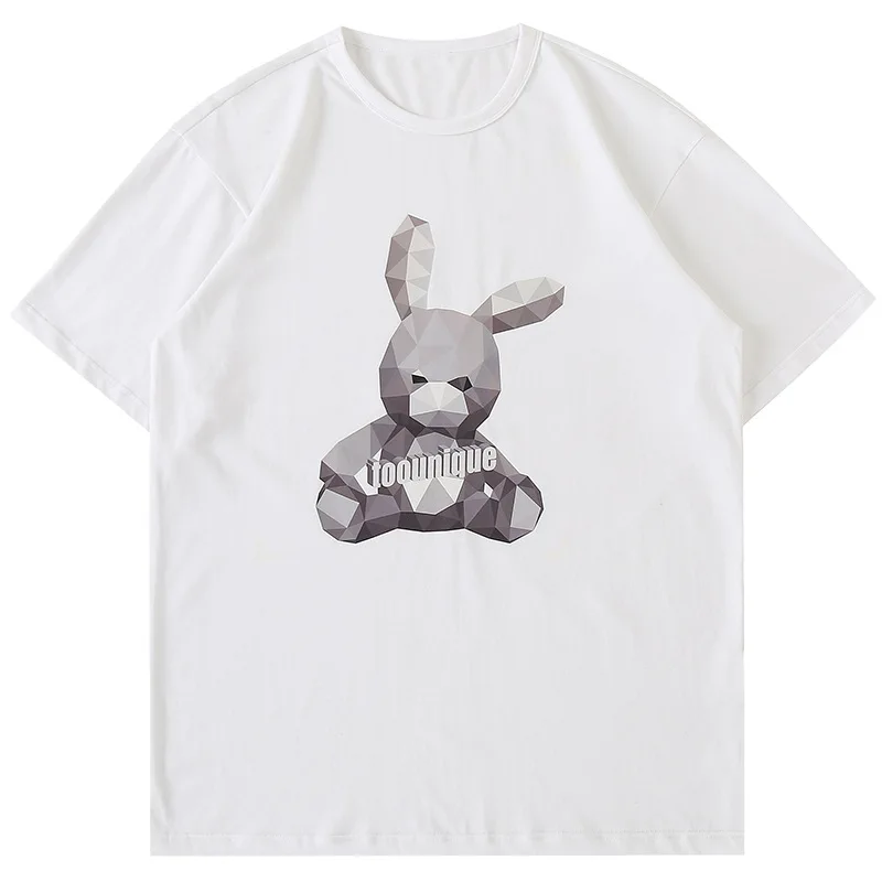 

iiDossan 2021 Summer Cotton T-shirt Men's Japanese Harajuku Top Rabbit Cute Casual T-shirt Man Top Quality Streetwears