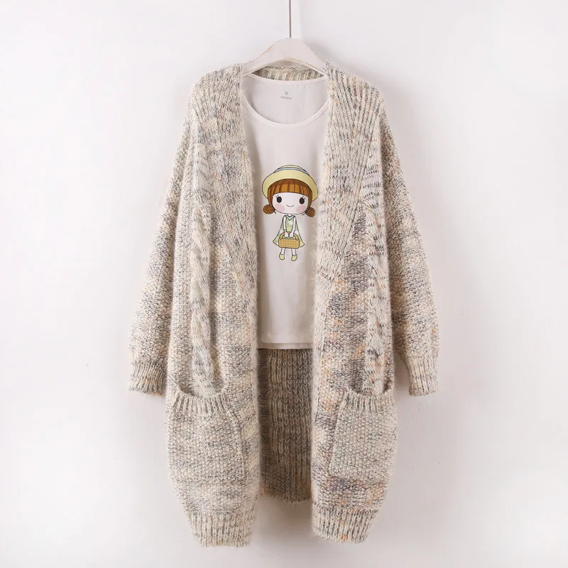 2019 Женский вязаный розовый свитер с длинным рукавом открытая строчка зимняя