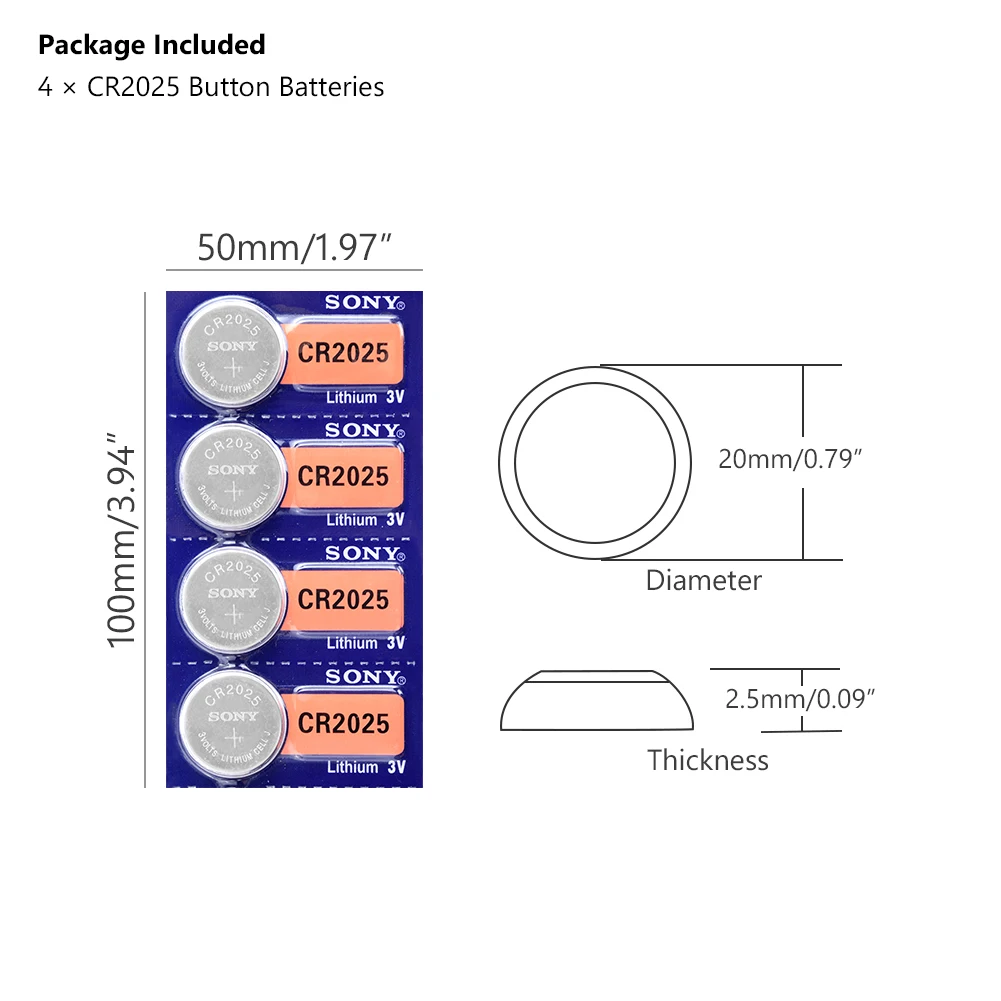 4 шт. SONY оригинальный cr2025 кнопочный элемент батареи cr 2025 ECR2025 DL2025 LM2025 3V литиевая