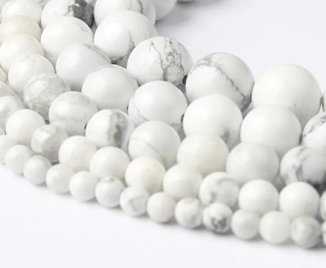 White Turquoises LIngXiang модные натуральные камни белые бирюзы круглые свободные бусины подходят для DIY женский браслет ожерелье ювелирные изделия - Цвет: White Turquoises