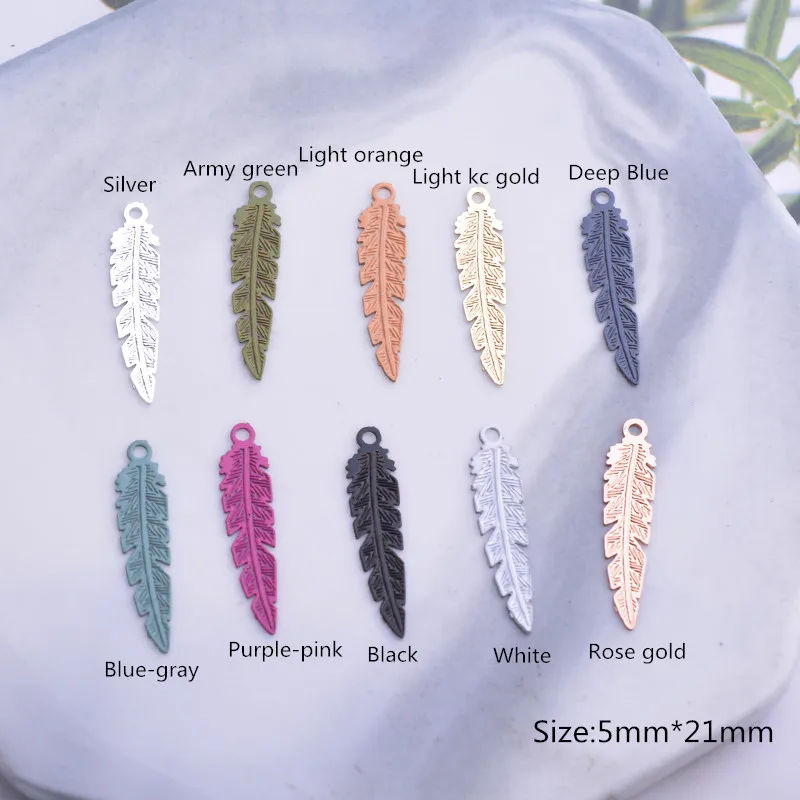 100pcs AC7255 5*21mm Filigree Small Feather Charms Brass Feathers Earring component Jewellery Supplies | Украшения и аксессуары