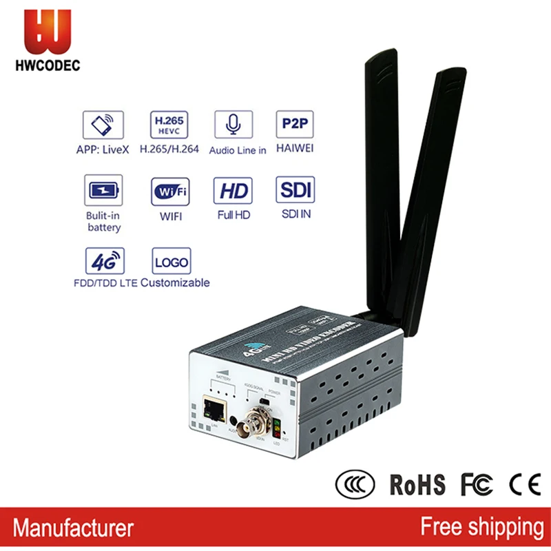 HWCODEC H9P беспроводной RTMP H.265/H.264 Full HD 1080P SDI MPEG4 видео Eoncoder 4G WiFi к IP Аудио ТВ потоковый