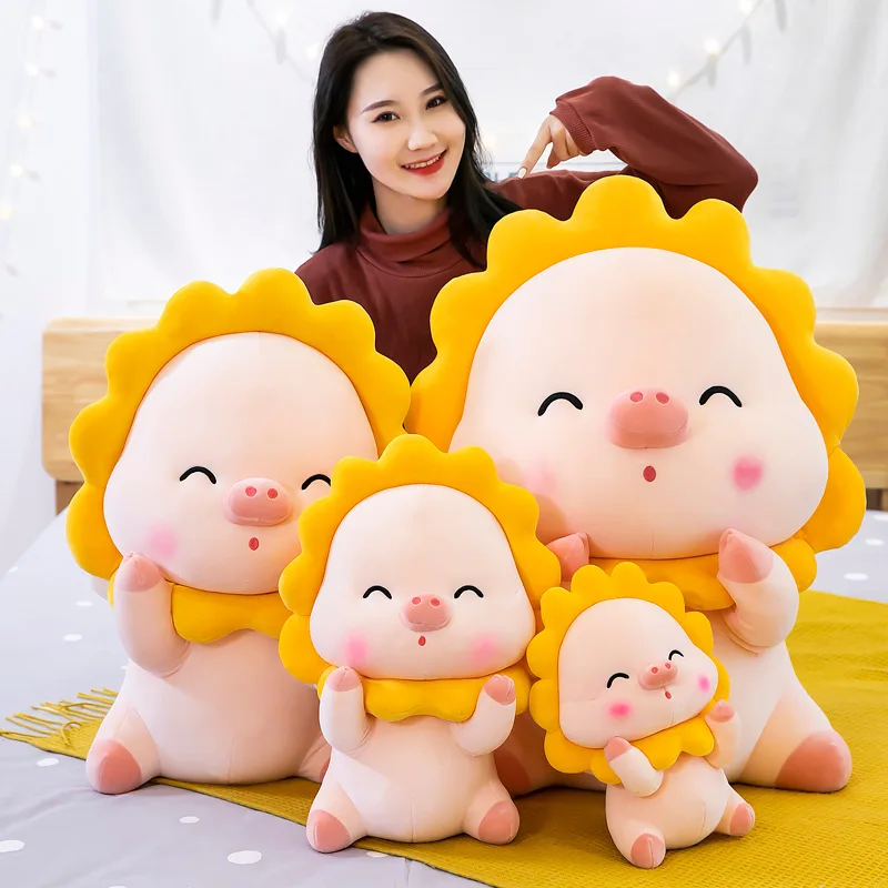 

Cute Angel Pig with Sunflower Plush Toys Stuffed Soft Animal Pillow kKawaiii Home Decor Bear Birthday Gift Doll for Kid Girl