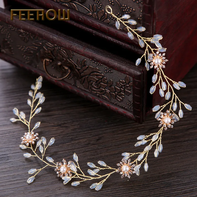 FEEHOW 2019 новая горячая Классическая Имитация жемчуга лист Стиль головной убор для