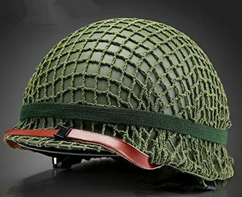 WW2 US ARMY M1 SOLDIER OUTDOOR TACTICAL HELMET NET GREEN COVER & CAT EYES STRAP REPRO | Спорт и развлечения