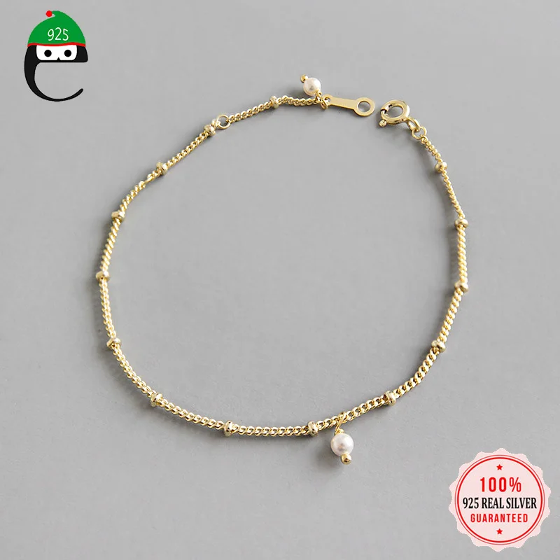 ElfoPlataSi,,, 925 пробы, серебряный, золотой, синтез, жемчужный браслет для женщин, жены, девушек, женщин, хорошее серебряное ювелирное изделие DS2294